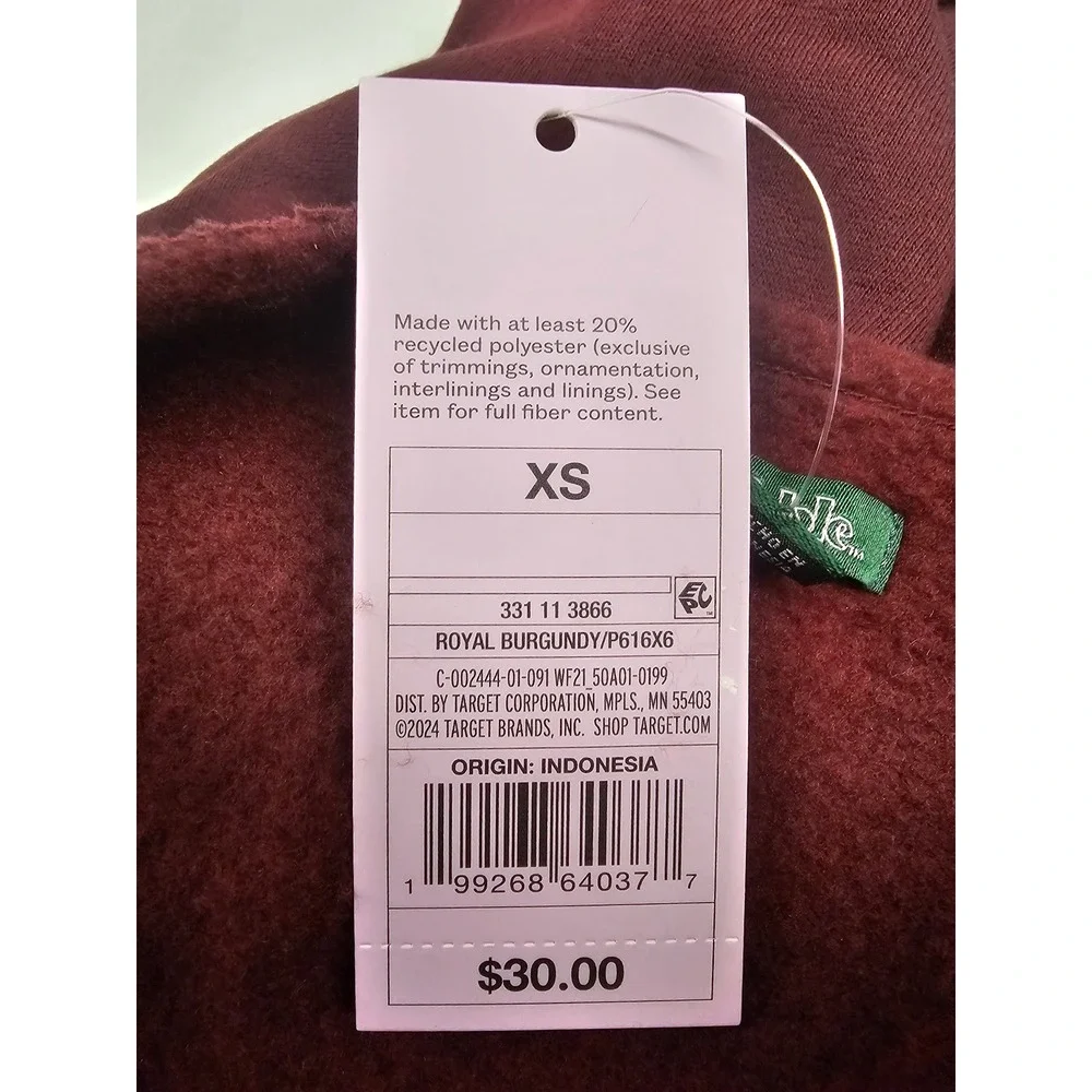 Wild Fable Womens Royal Burgundy Off the Shoulder Fleece Sweatshirt XS 331113866 - Picture 4 of 8